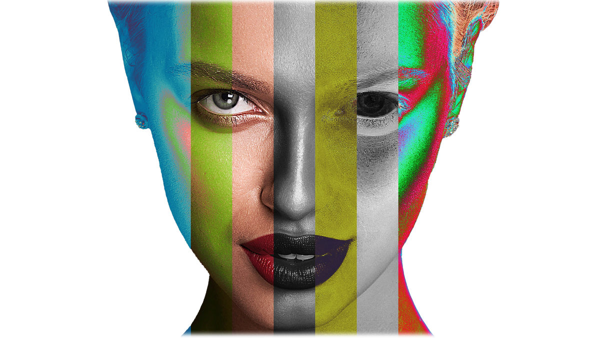 Visual retouching aids: color zones on the face