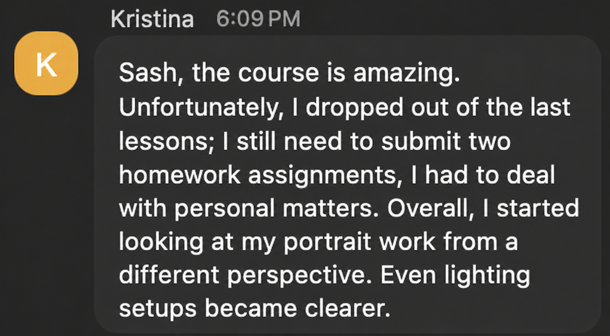 Screenshot of student review 04