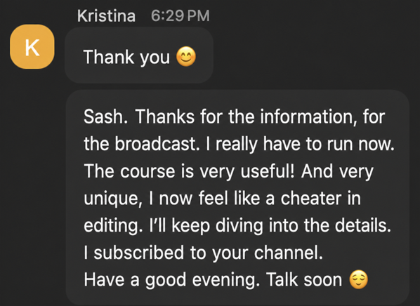 Screenshot of student review 08