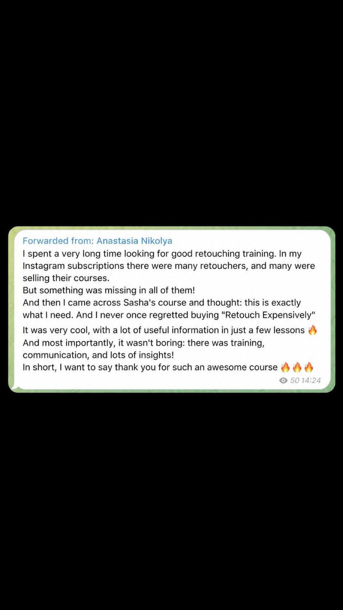 Screenshot of student review 10