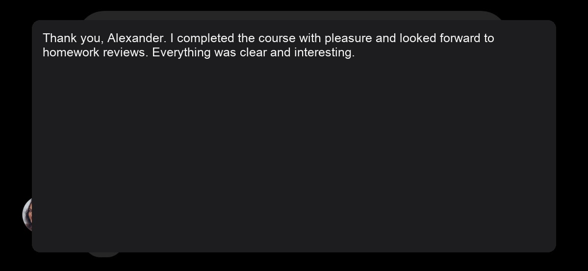 Screenshot of student review 18