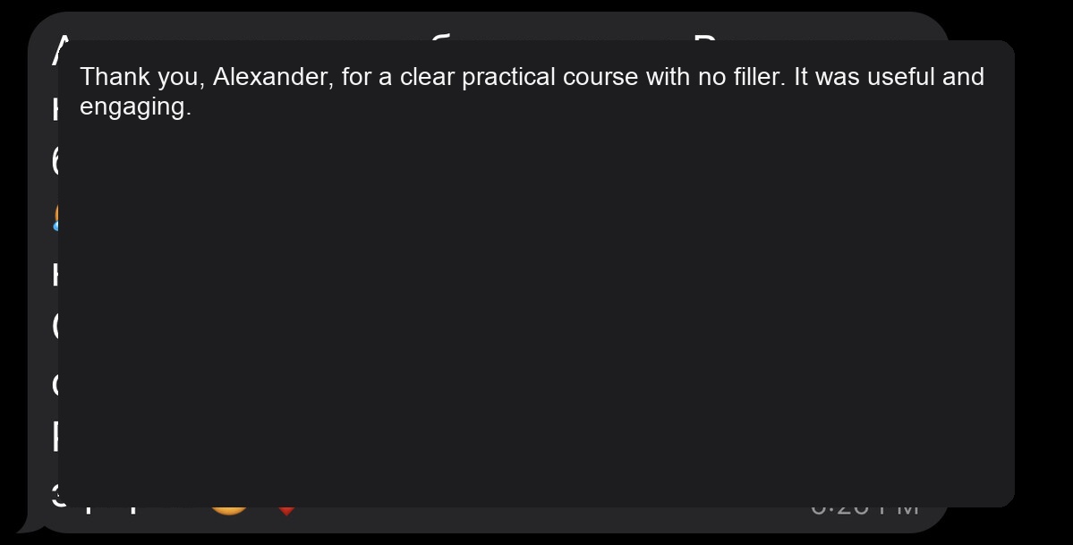 Screenshot of student review 22