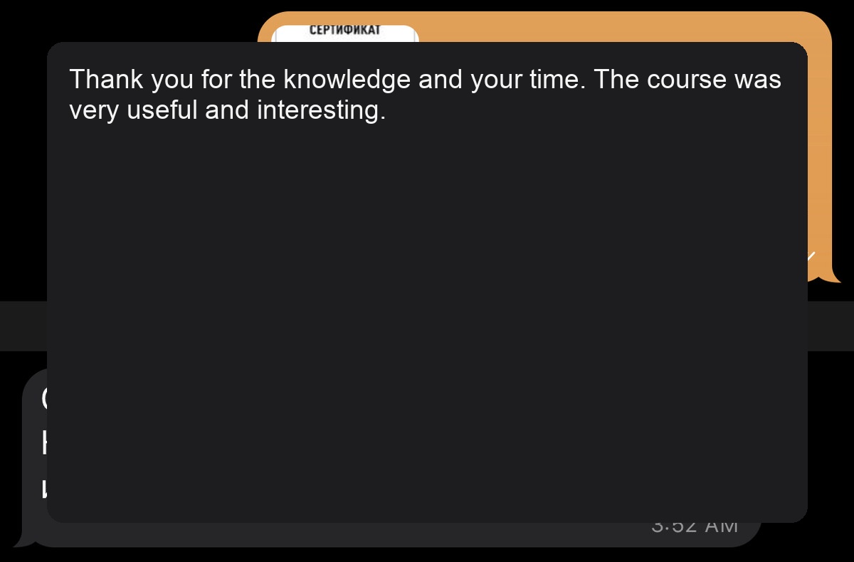Screenshot of student review 28