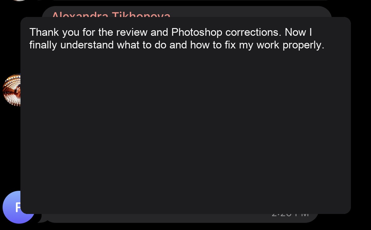 Screenshot of student review 29