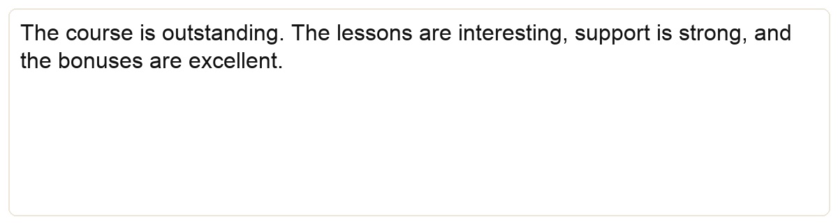 Screenshot of student review 55