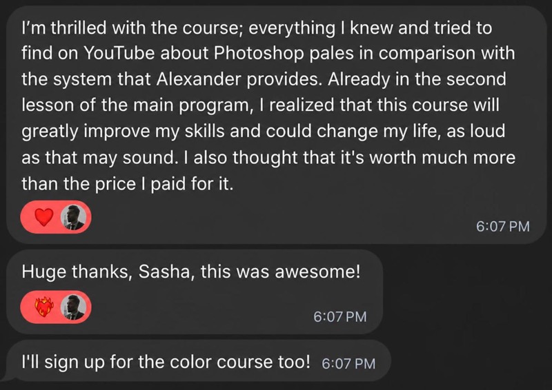 Screenshot of student review 62